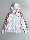 Vintage Y2K Adidas White & Pink 3-Stripe Hooded Windbreaker Jacket  woman’s – (S)
