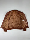 Vintage 90s Tan Brown Leather Bomber Jacket – Ribbed Collar & Cuffs (XL/2XL)