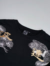Japanese Dragon & Crane Graphic Black Crewneck Sweatshirt – (XL)