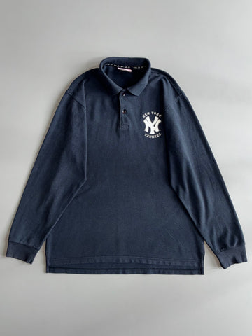 MLB New York Yankees | Navy Long Sleeve Polo ( M/L)