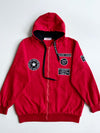 Big&Big Red Patch Zip Hoodie – Y2K Streetwear Badges |(XL)