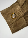 Vintage “Lupo Di Mare” Suede Leather Bomber Jacket Olive Green (XL)