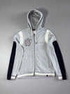 Onirari Grey Varsity Zip-Up Hoodie – Embroidered Patch | (M)