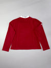 Kappa Maroon Mock Neck Fleece Top – White Collar Sporty Long Sleeve (S/M)