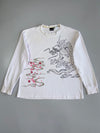 Vintage Japanese Dragon & Sakura Graphic Printed Full Sleeve T-Shirt (XL)