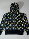 Sexy Diamond All-Over Print Full-Zip Hoodie — Black | Stars, Diamonds & Floral Pattern (S)
