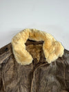 Distressed Brown Leather Shearling Aviator Flight Jacket (S/M)