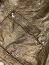 Vintage Olive Green Pure Leather Multi-Pocket Cargo Vest Utility (M/L)