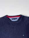 Tommy Hilfiger Navy Cotton Knit Crewneck Sweater – Red Tipped Collar (L)