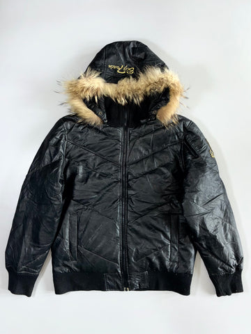 Big Train Premium Original Puffer Leather Jacket (Detechable Cap)  (L)