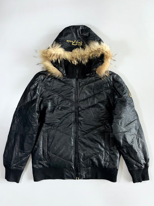 Big Train Premium Original Puffer Leather Jacket (Detechable Cap)  (L)