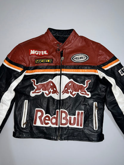 ZVintage Red Bull Genuine Leather Racing Jacket Streetwear (SUPER RARE) (M)