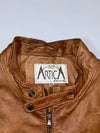 Artica Italy Brown Leather Café Racer Jacket – Genuine Leather Zip Jacket (XL)
