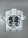 Y2K No Boundaries Dual Dragon Chain Print Camp Collar Shirt (XL/2XL)