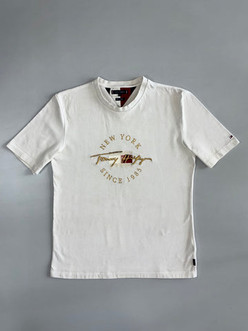 Tommy Hilfiger Vintage White “New York Since 1985” Signature T-Shirt embroidered(XL)