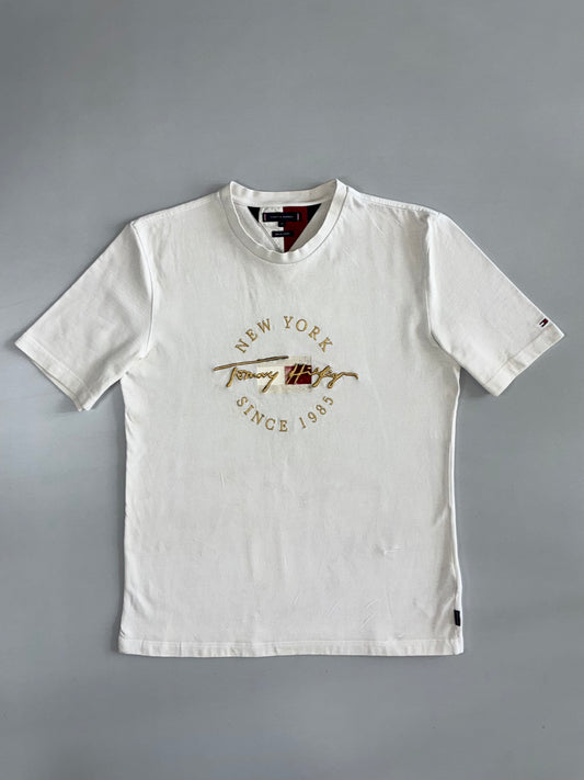 Tommy Hilfiger Vintage White “New York Since 1985” Signature T-Shirt embroidered(XL)