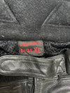 Vintage Lookwell Leather Motorcycle Pants – Black Silver Panel Racing Biker Trousers (W:36) (L:44)