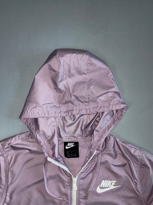 Nike Sportswear Swoosh Two-Tone Mesh-Lined Hooded Windbreaker Jacket Lavender White (L)