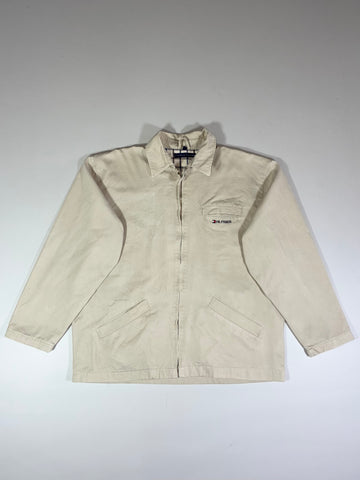 Vintage Tommy Hilfiger Beige Cotton Zip-Up Harrington Jacket (XL/2XL)