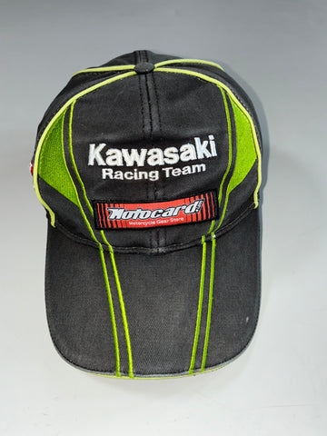Vintage Kawasaki Racing Team Black Green Cap (Adjustable)