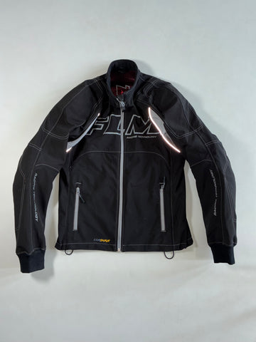FLM Racing Technology Cordura Softshell Motorcycle Jacket – Black / Grey Padded (L)