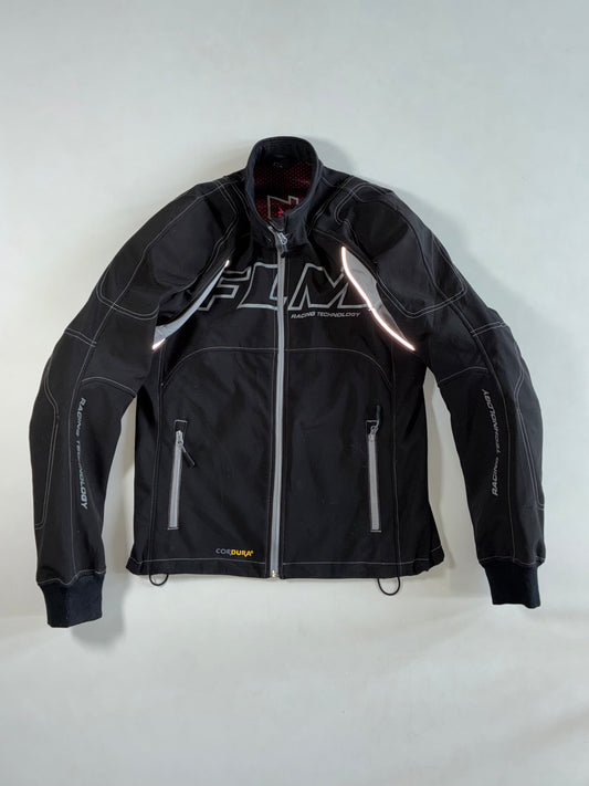 FLM Racing Technology Cordura Softshell Motorcycle Jacket – Black / Grey Padded (L)