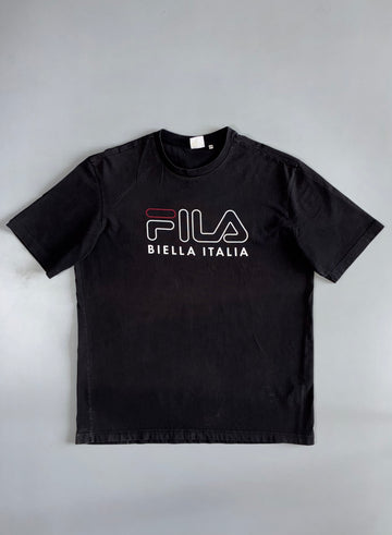 Fila | Biella Italia Outline Logo Tee | Washed Black (XL)