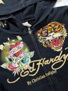 Ed Hardy by Christian Audigier Tiger & True Love Graphic Full-Zip Hoodie  W/ Rhinestones (XS)