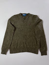 Vintage 90s Polo by Ralph Lauren Olive Green Lambswool V-Neck Sweater – Burgundy Pony (S)
