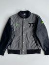 Nike Air-Sole 77 Grey Wool Black Leather Sleeve Varsity Jacket (M)