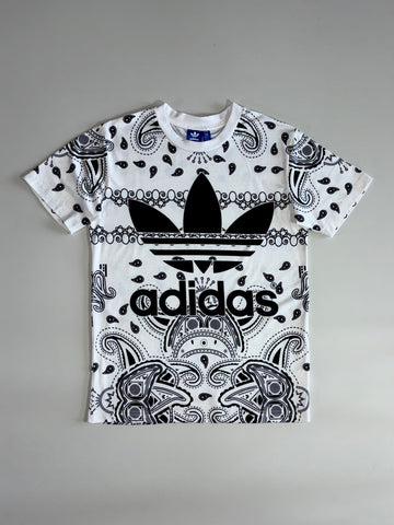 Adidas Originals Bandana Paisley Print Big Logo T-Shirt – White/Black (S)