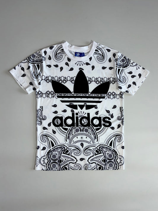 Adidas Originals Bandana Paisley Print Big Logo T-Shirt – White/Black (S)