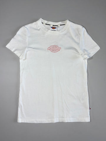 Dickies | White Pink Embroidered Logo Baby Tee | (XXS)