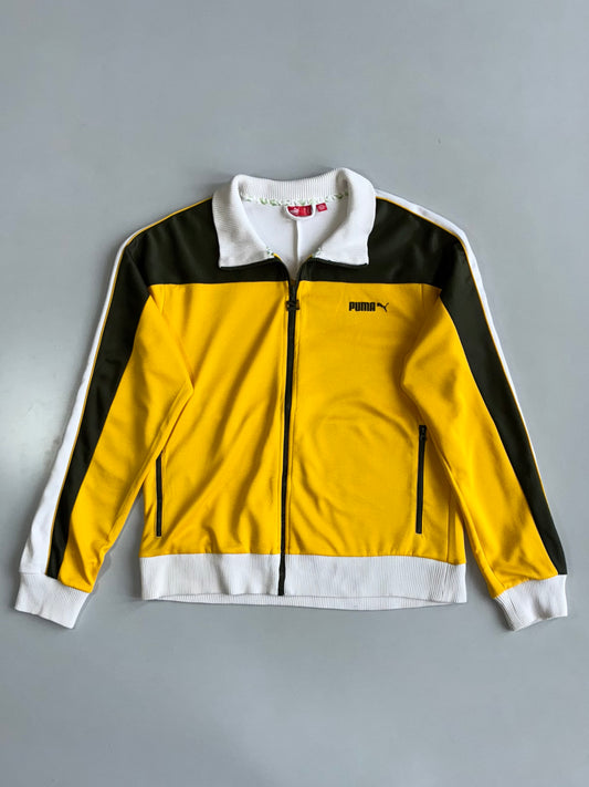 Puma Yellow & Black Track Jacket | Vintage Full Zip Sports Jacket (M/L)
