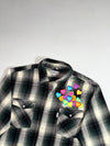 Carhartt Shadow Plaid Flannel Shirt – Green/Cream, Custom Heart Patches (2XL)