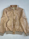 Vintage Gruno Et Chardin Beige Leather Bomber Jacket (M)