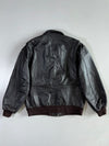 Vintage Brown Leather Bomber Jacket (Xl)