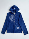 Vintage Roots Navy Blue Dragon Graphic Zip-Up Hoodie (S)