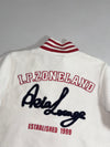 I.P. Zone Outfitters "Asia Lounge" Sherpa Fleece Varsity Zip Jacket – Cream/Red (L)