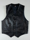 Vintage Leather Vest – Genuine Leather Waistcoat Black (S)