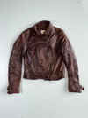 Vintage Bershka Brown Genuine Leather Biker Jacket – Asymmetric Zip  Women’s (XXS)