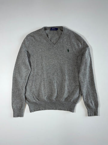 Polo Ralph Lauren | Navy Red Pony V-Neck Wool Sweater | (M)