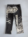 Graphic Art Print Denim Pants | Japanese Tattoo Floral Eagle Artwork Black (W:32|L:36)