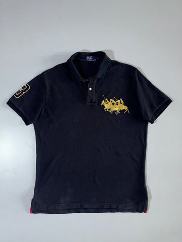 Polo Ralph Lauren Black Multi Player Polo Gold Embroidery (L)
