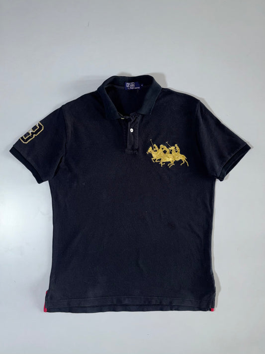 Polo Ralph Lauren Black Multi Player Polo Gold Embroidery (L)