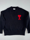 Ami Paris Ami de Coeur Black Crewneck Sweater – Red Heart Logo (XL)
