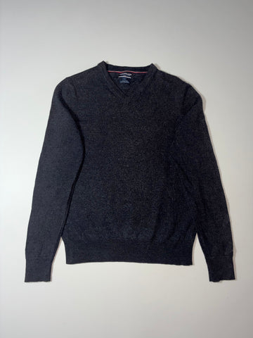 Tommy Hilfiger Tailored Charcoal Italian Wool V-Neck Sweater (XS)