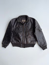 90s Armani Jeans (AJ) Vintage Brown Leather A-2 Style Flight Bomber Jacket (M/L)