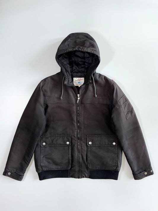 Jack & Jones Originals “Est. 1990” Waxed Canvas Hooded Bomber Jacket (XL)