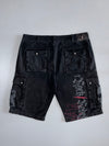Rock Rebel | Graphic Cargo Shorts | Black & Red Eagle Print (W:38|L:23)